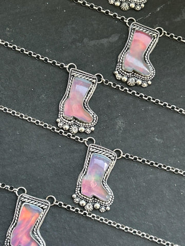 Cotton Candy Opal Boots Necklaces