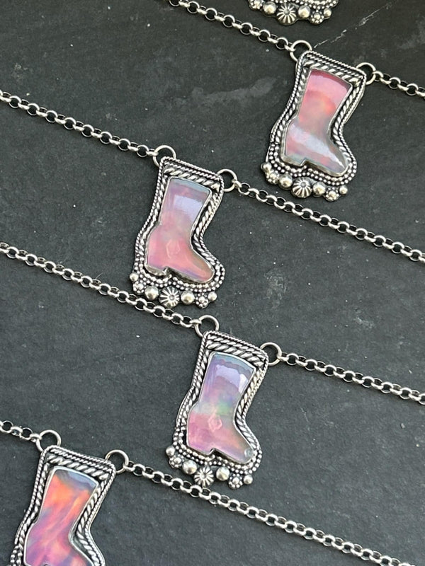 Cotton Candy Opal Boots Necklaces