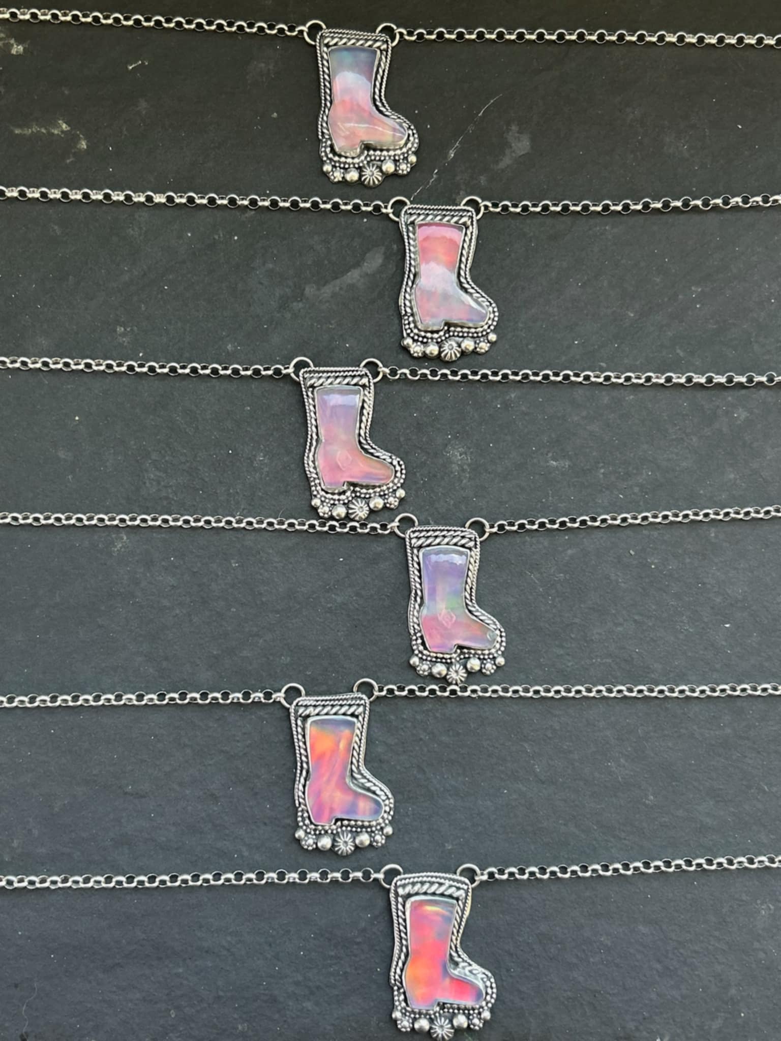 Cotton Candy Opal Boots Necklaces