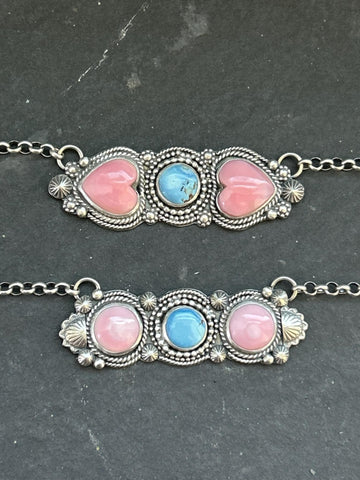 Pink Conch Golden Hills Bar Necklaces