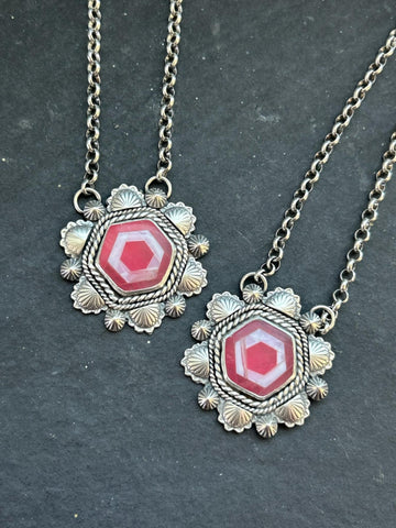Sterling Silver Pink Jade White Opal Necklace