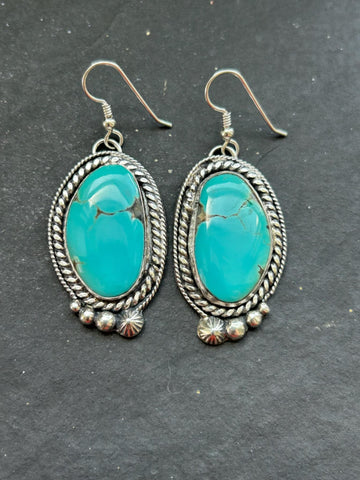 Shay Pfeiffer Sterling Silver Big Nugget Turquoise Dangle Earrings