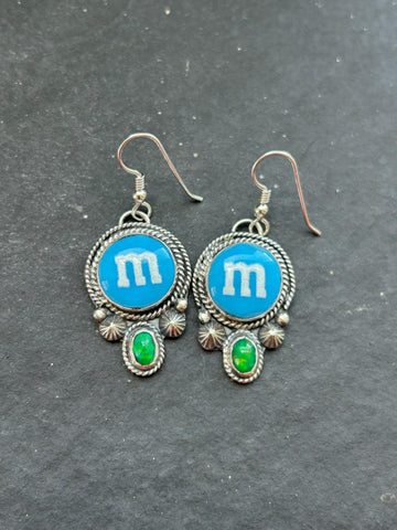 Shay Pfeiffer Sterling Silver Aura Opal + Blue M Candy Dangle Earrings