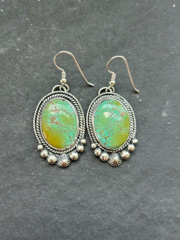Shay Pfeiffer Sterling Silver Kingman Turquoise Dangle Earrings